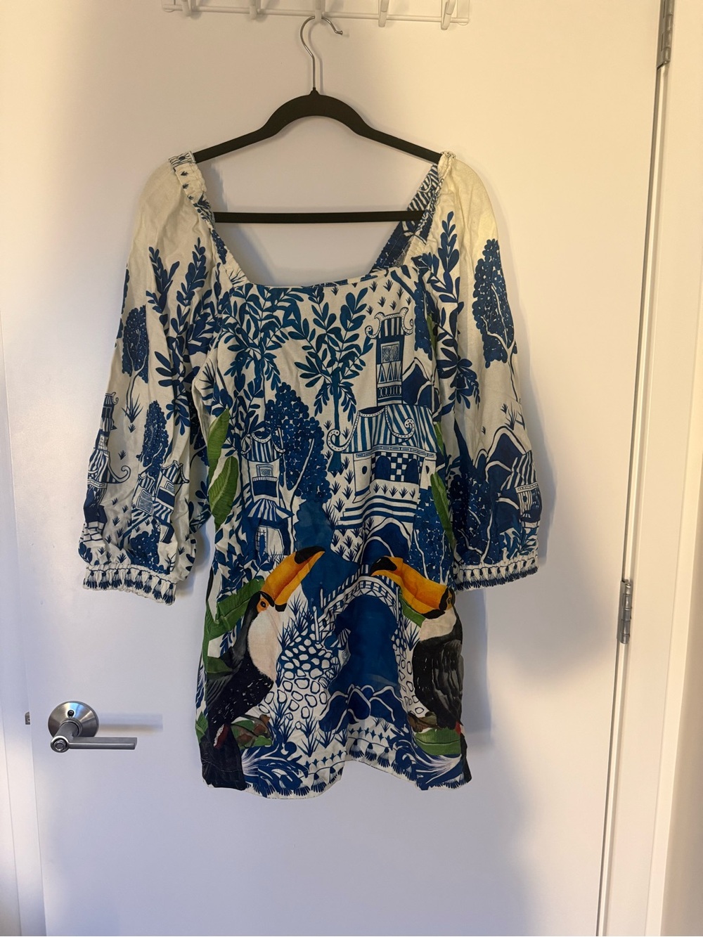 FARM Rio Blue & White Toucan Print Dress
